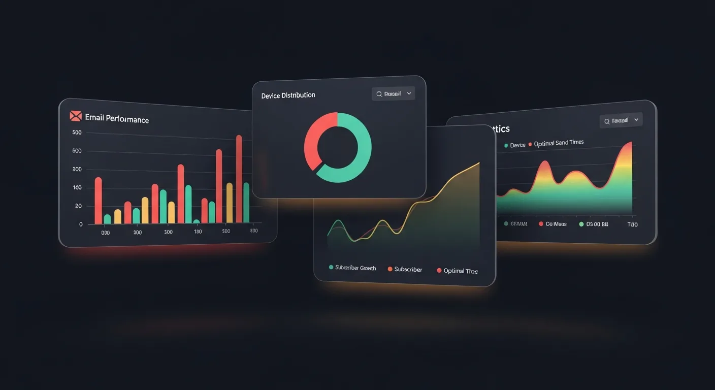 Dashboard de analytics con métricas de email marketing